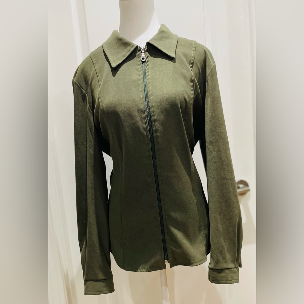 Vintage Olive Green Zippered Jacket